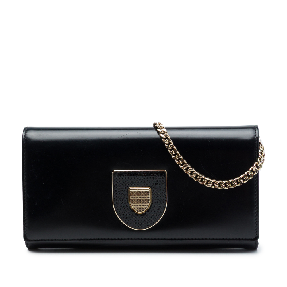 Pre-Loved Dior Leather Sequin Diorama Wallet On Chain